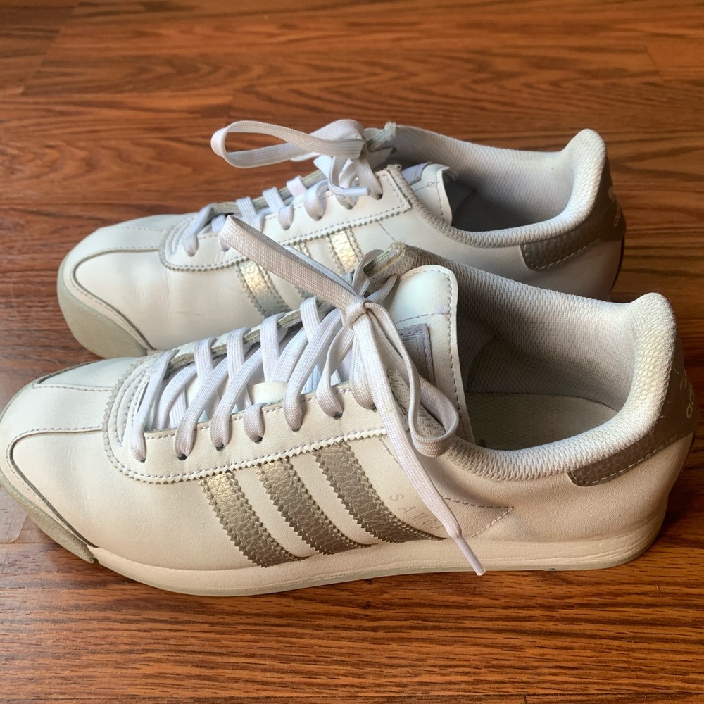 White and silver adidas in good condition!